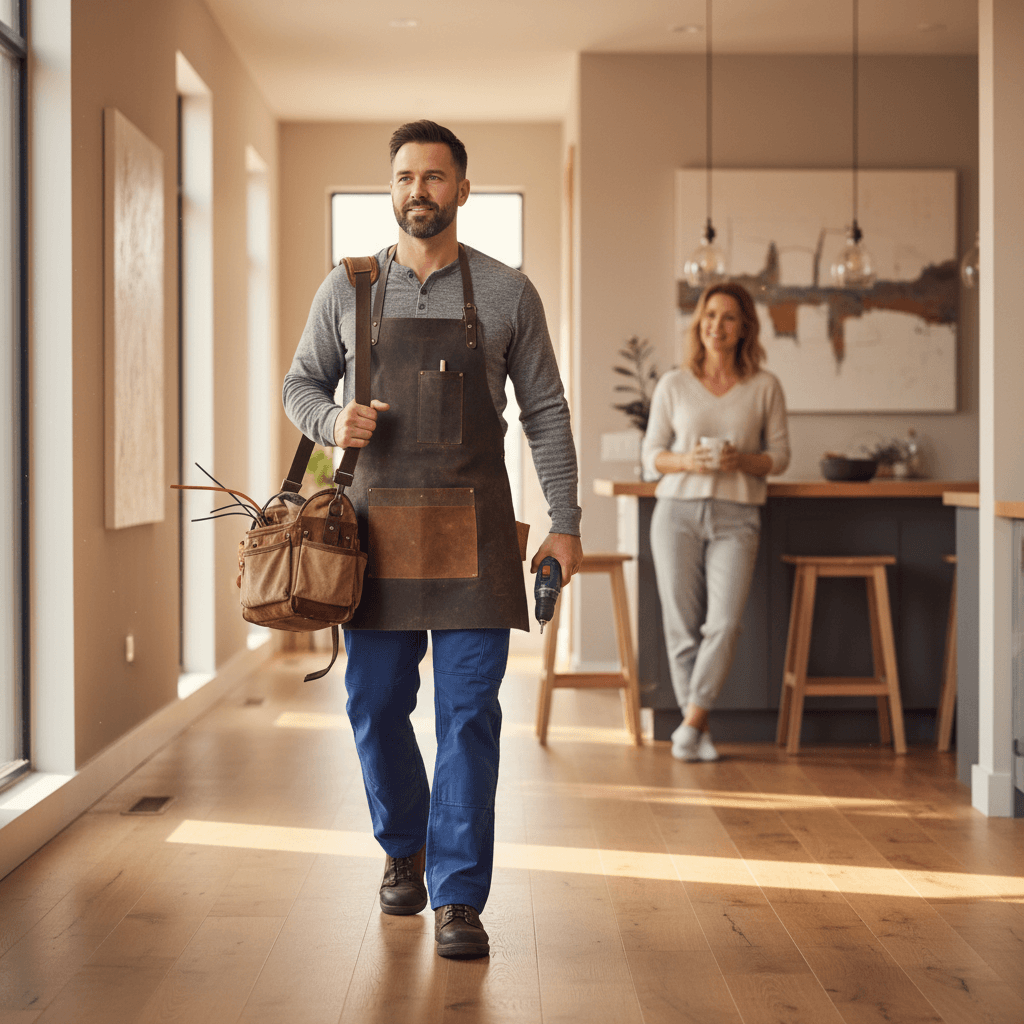 Professional electrician arriving for residential service