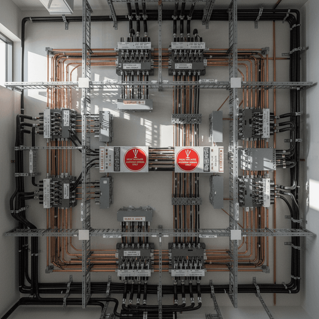 Code-compliant electrical installation closeup